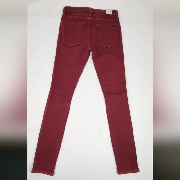 Hudson Made In USA Super Skinny Maroon Distressed Jeans - Picture 11 of 12